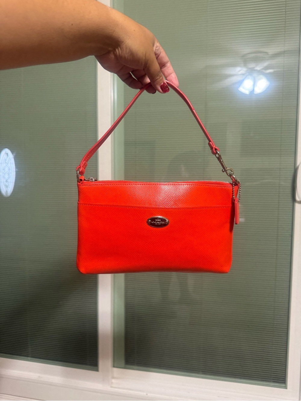Coach orange Leather Wristlet Shoulder Bag